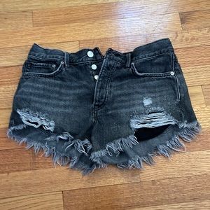 Free people distressed denim shorts 27 faded black